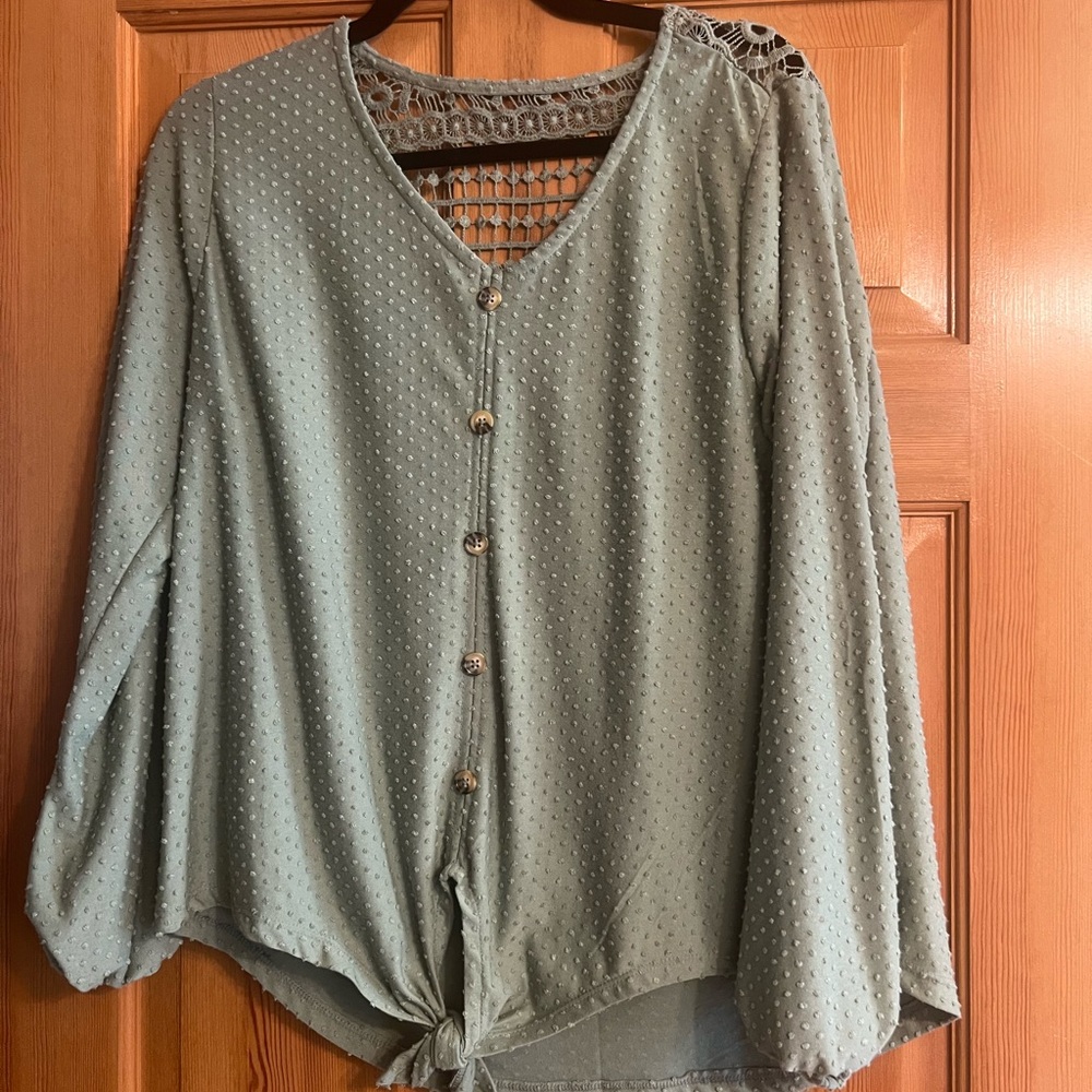Elegant Green Button-Down Women's Top
